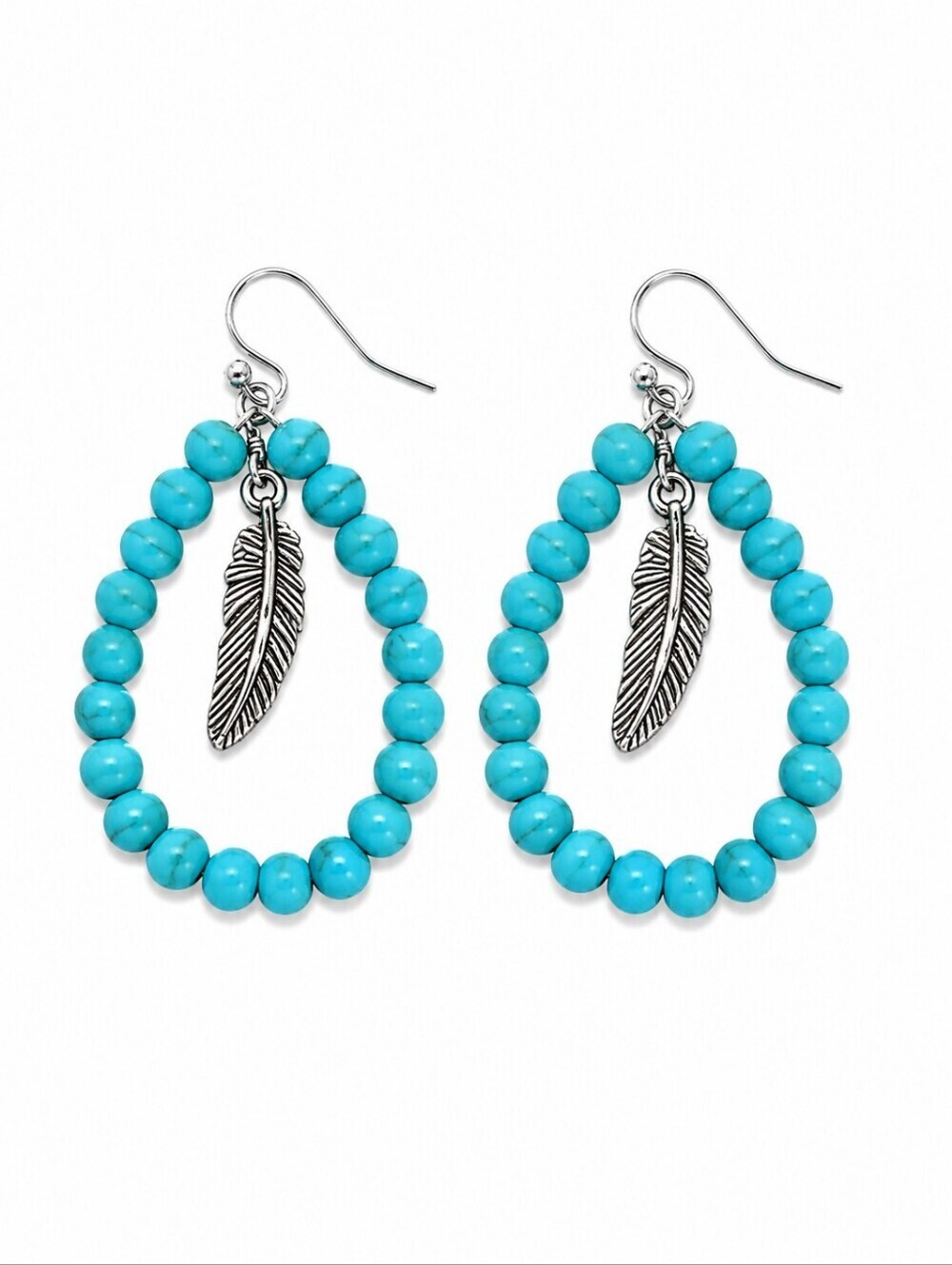 3/$30 HANDMADE Southwestern Beaded Feather Hoop Dangle Earrings